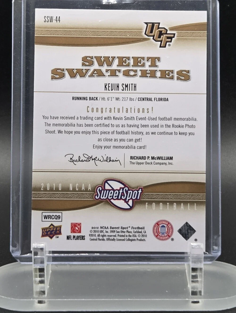 2010 Upper Deck Ncaa Sweet Spot - Sweet Swatches Kevin Smith #SSW-44 (MEM)